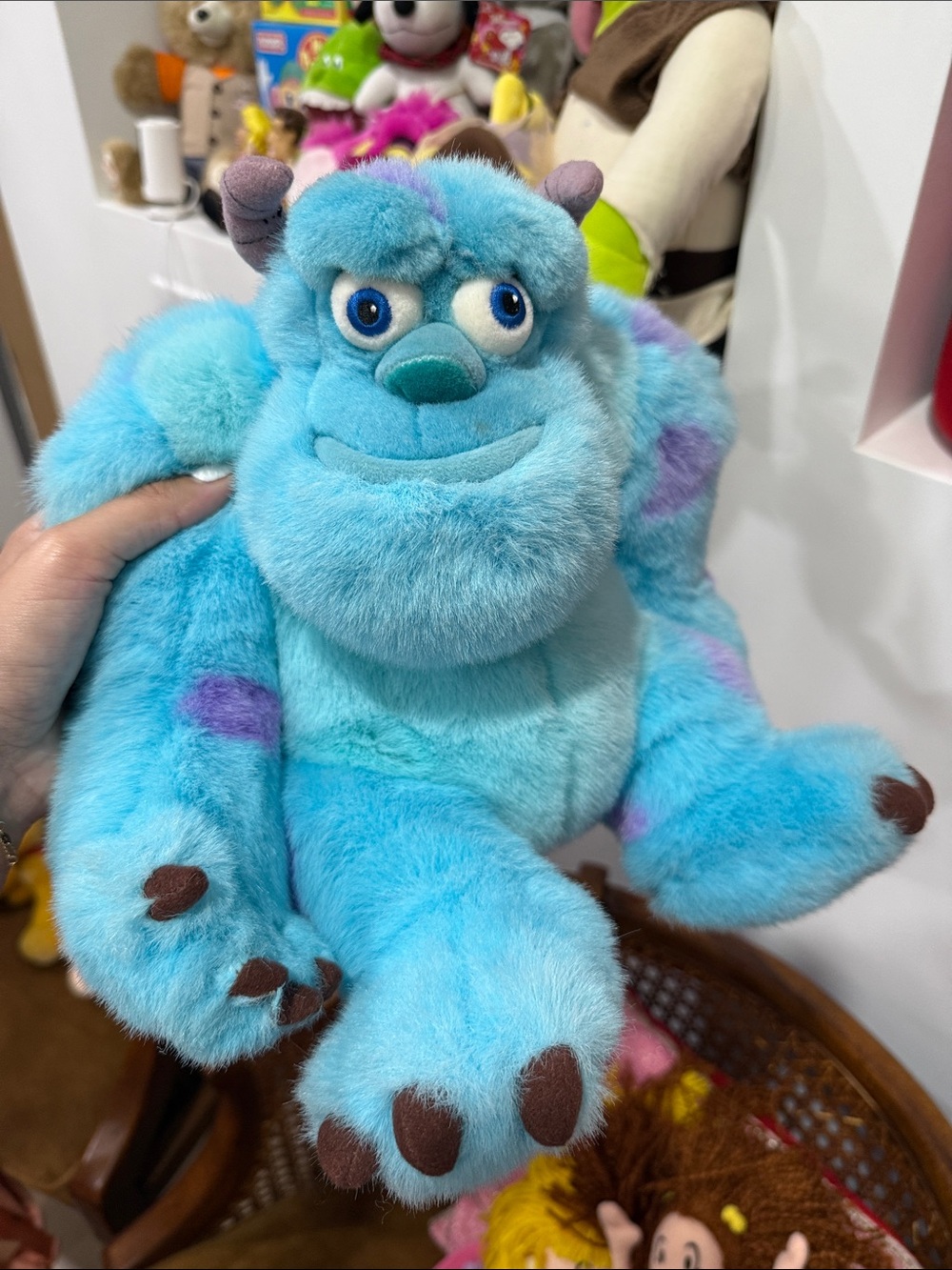 Disney Sulley Plush - Bright Blue with Purple Spots and Brown Claws
